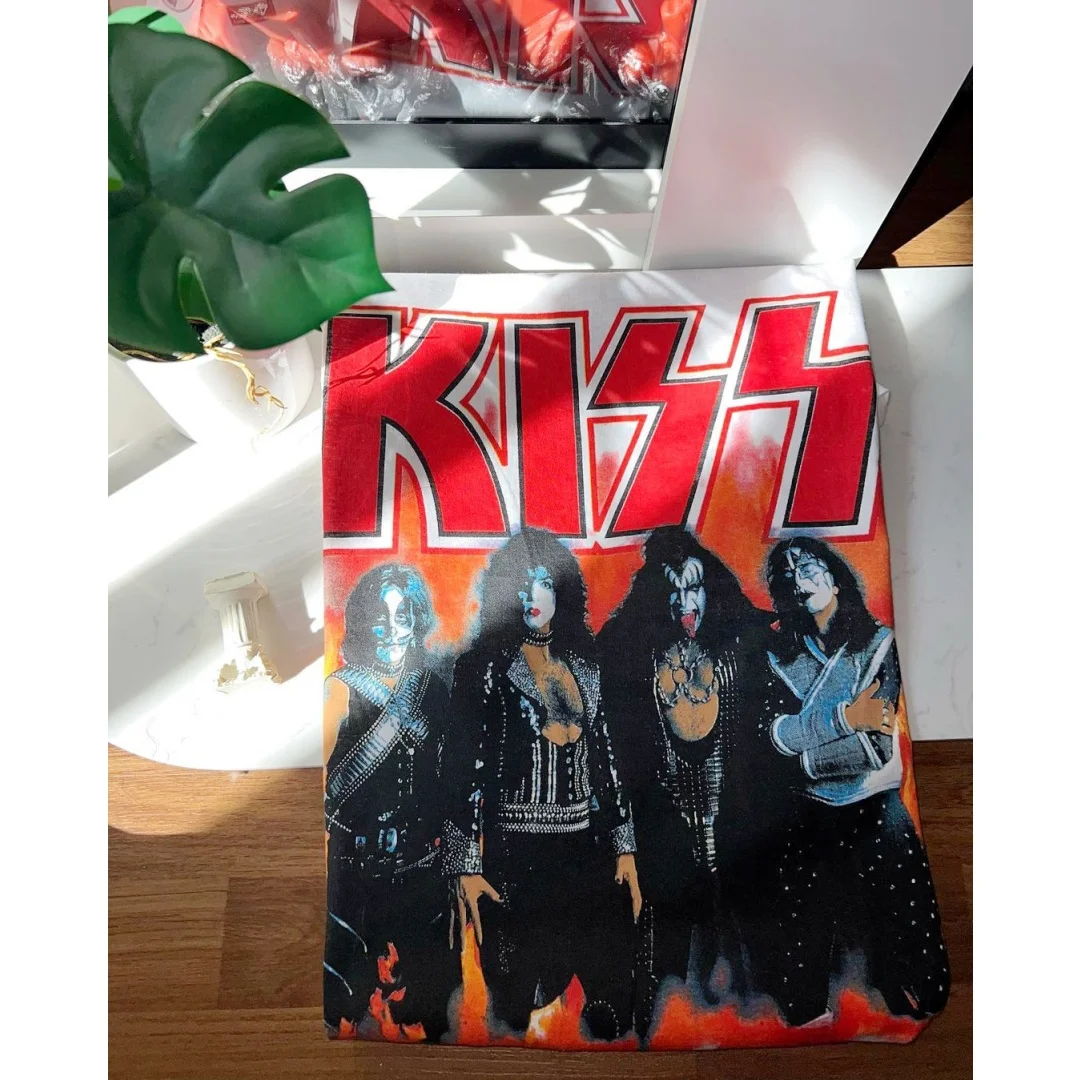 قبلة الفرقة جين سيمونز روك المتخصصة الهيب هوب تي شيرت الخريف موضة القطن الخالص تي شيرت رجالي ملابس الأطفال المحملة Y2k امرأة #3