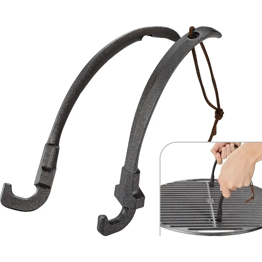 

2Pack Barbecue Cooking Grids Gripper Cast Iron Grill Grate Lifter Tool Charcoal Grill Accessories Works for Kettle Grill Joe C