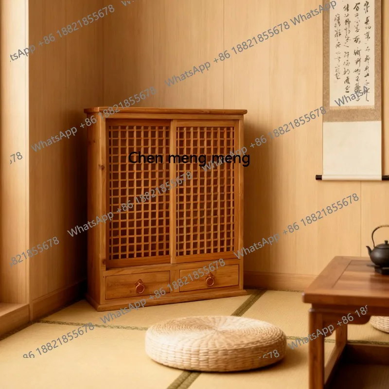Chinese solid wood bogu frame log color tea cabinet living room tea room display cabinet set tea cup