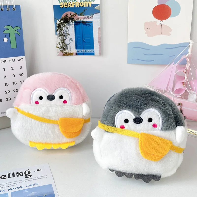 Leuke gele schoudertas pinguïn sleutelhanger portemonnees ornamenten hanger terug naar school anime knuffel vakantie geschenken kinderen