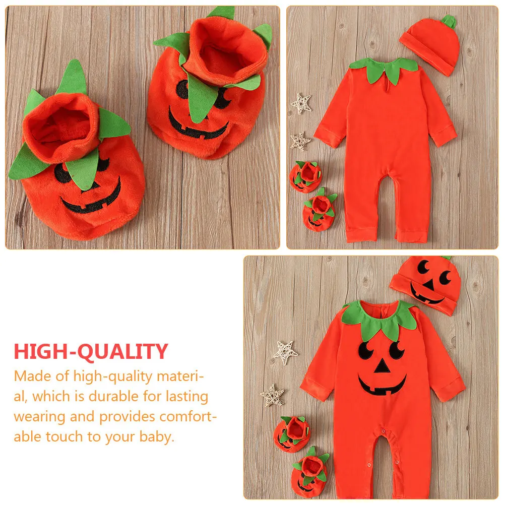 

Halloween Pumpkin Crystal Fleece Baby Jumpsuit Set Long Sleeve Newborn Boy Girl Infant Costume Party Clothes Baby Jumpsuit