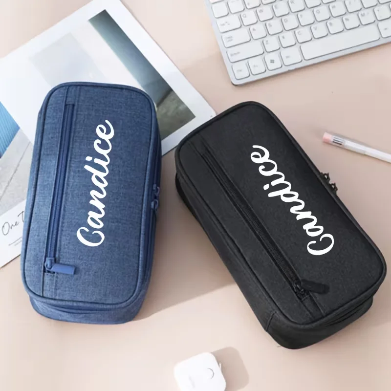 1 Piece Can Be Customized with Name or Text, and Large Capacity Custom Pencil Cases Are Also Available Large-Capacity, Multi-Compartment, Durable Stationery Pencil Case, Suitable for Office Supplies, Cross-Border Supply, Simple Oxford Cloth Pencil Case, Foldable Large-Capacity Stationery Box for Elementary School Students, Pencil Case for Middle and High School Students.