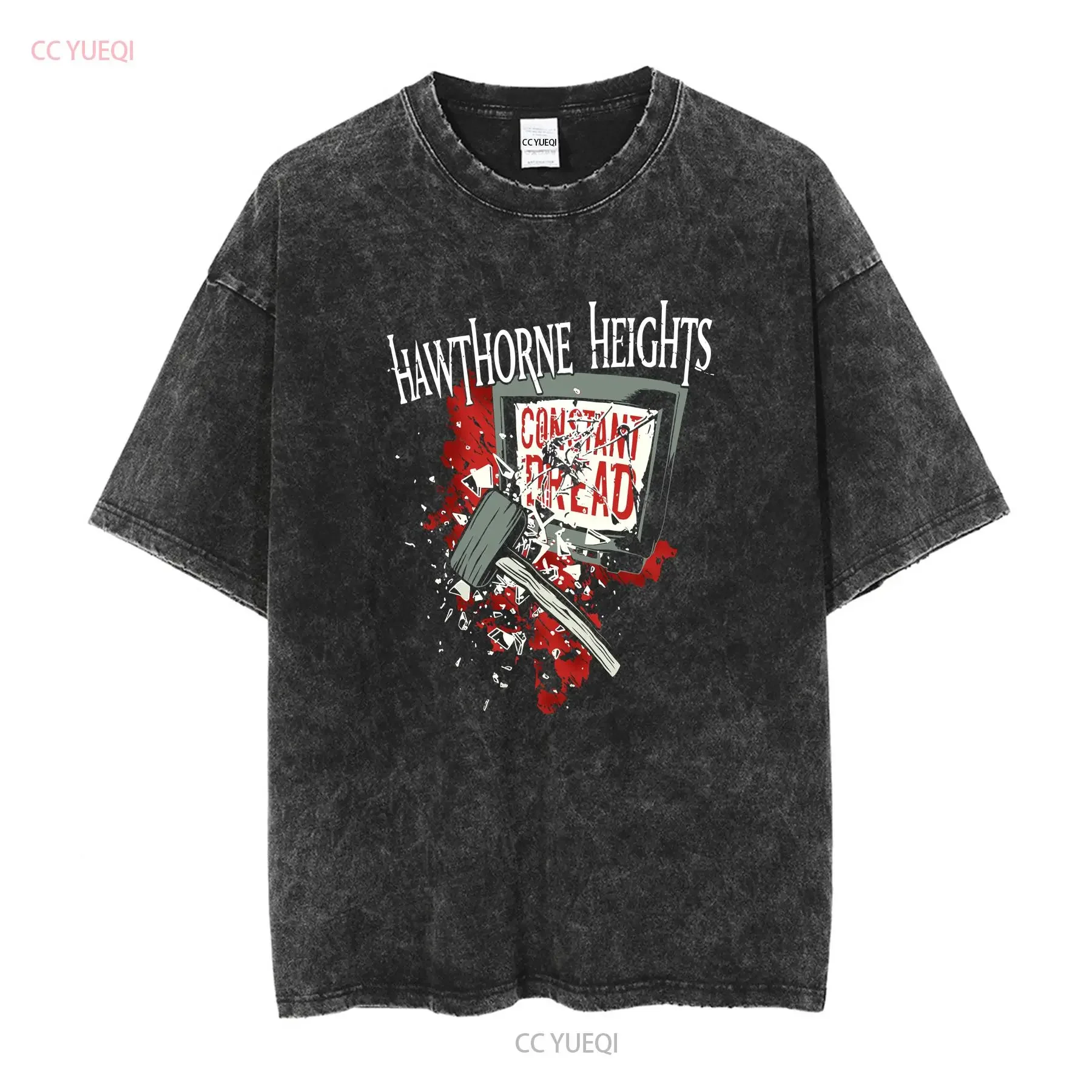 Hawthorne Heights Tour Band Black T Shirt S To 4XL vintage Washed homme Stylish Stretched Unisex Casual Top For Everyday Wear
