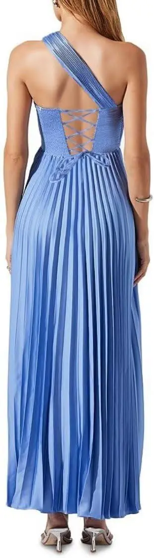 Vestidos de dama de honor de un hombro con para mujer, vestidos de fiesta formales plisados de satén, vestido de noche, vestido Formal elegante para mujer