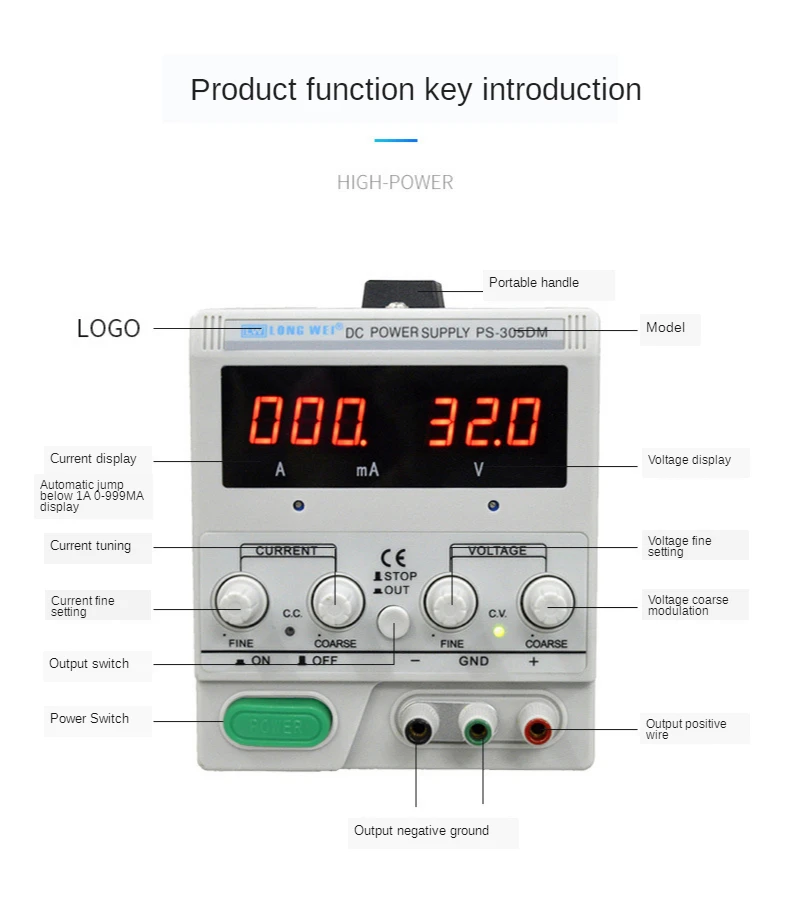 PS-305DM 30V 5A Low Noise Adjustable 3 Digital Variable Laboratory Linear DC Regulated DC Power Supply