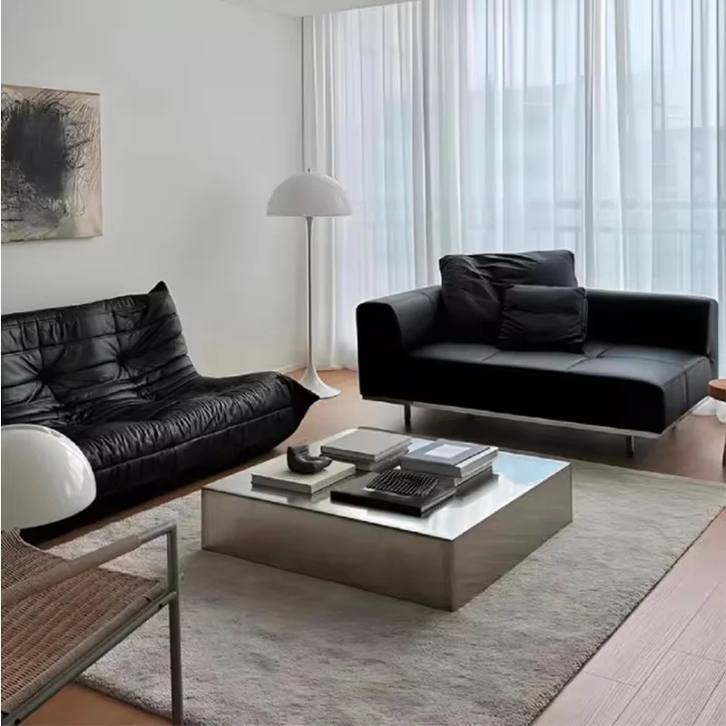 Modern Style Stainless Steel Wire Brushed Matte Metal Coffee Table Living Room square Tea Table Durable Easy to Clean