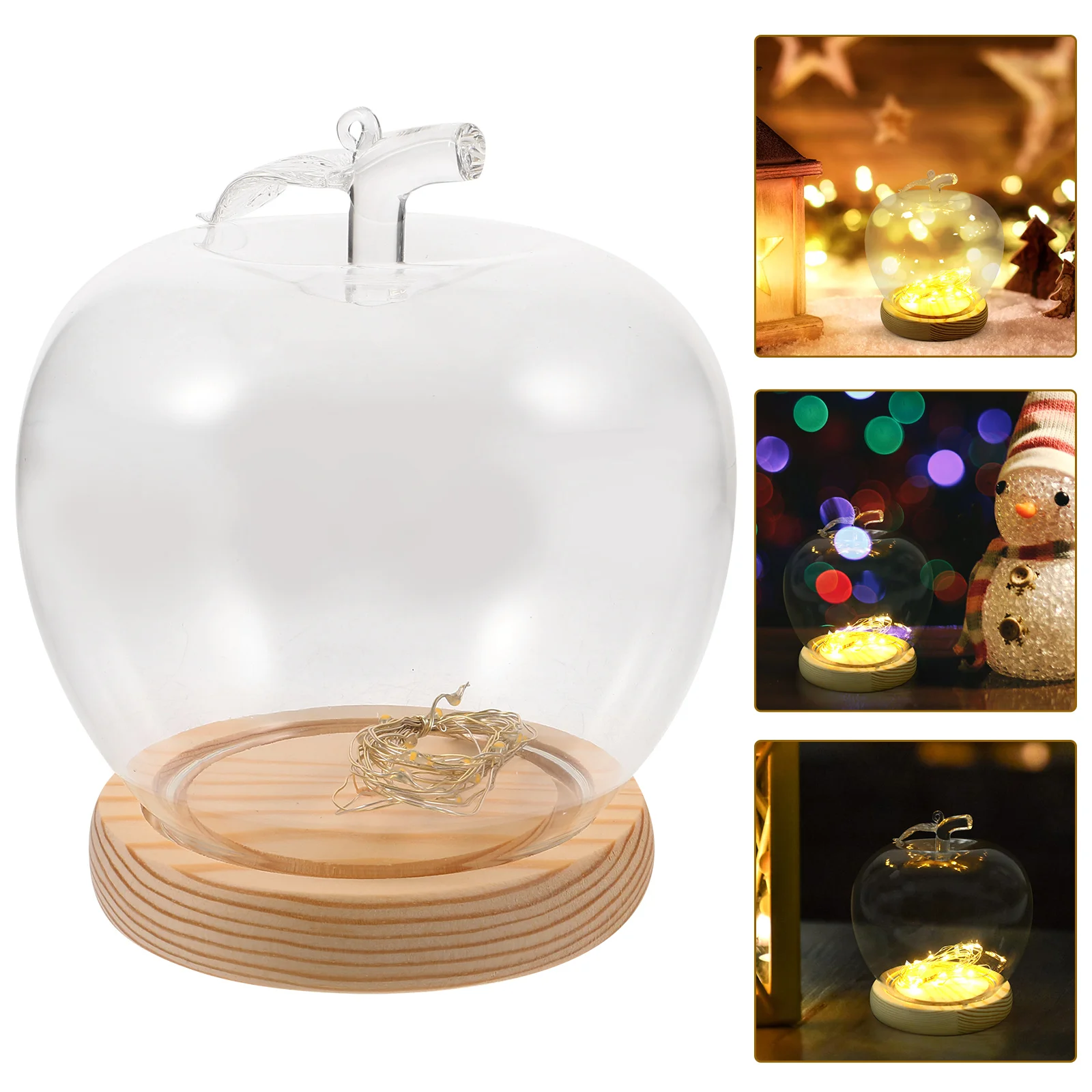 

Indoor Apple Glass Cover Souvenir with Lighted Base Decorations Christmas Craft