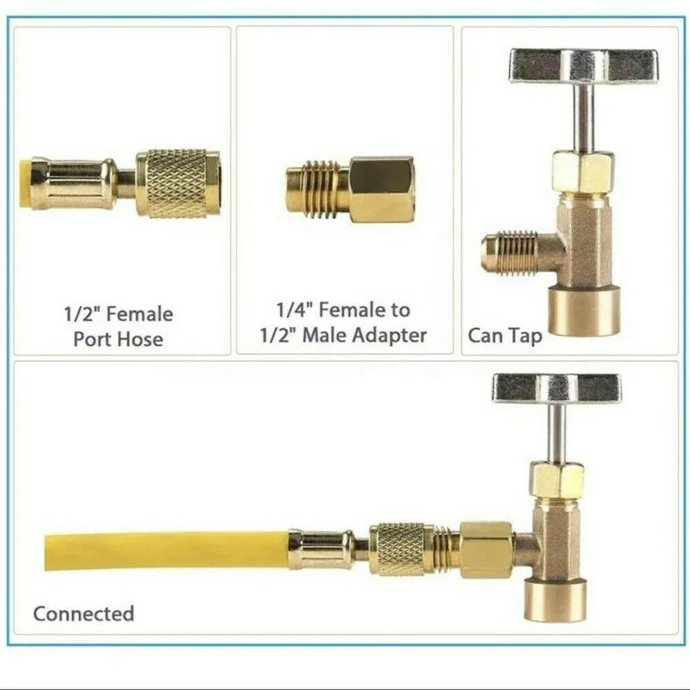 High Quality 3Pcs/Set R134A Adapter AC Tank Adapter Tool with Manual Punch/Valve Control and Brass/Alloy Accessories