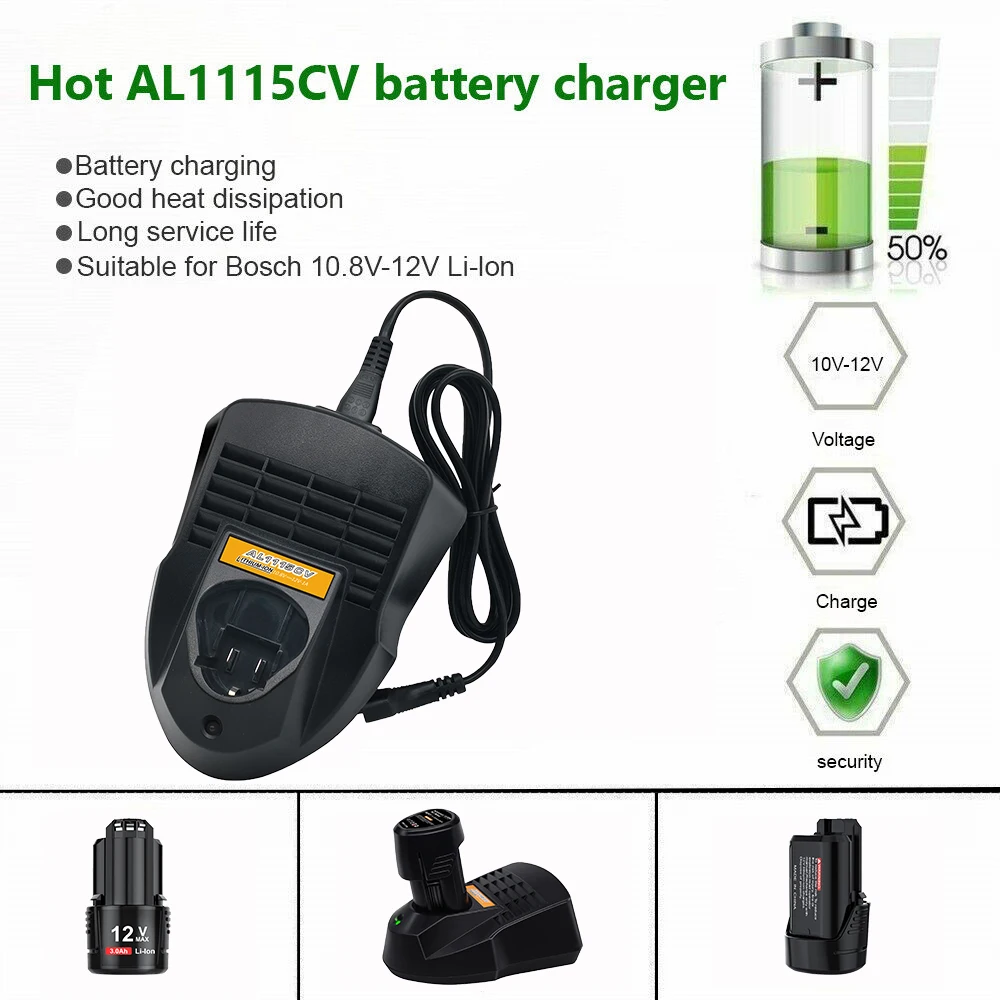EU Plug AL1115CV AC Battery Charger For Bosch 10.8V/12V BAT411 BAT412A Power Tool Battery Chargers