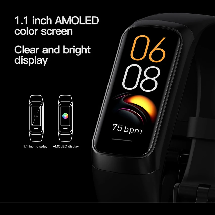 2022 Amoled สีผู้หญิงสมาร์ทนาฬิกาสายรัดข้อมือสุขภาพฟิตเนสผู้ชาย Reloj กีฬาสำหรับ Xiaomi Honor IOS PK Mi band 6 7ไม่