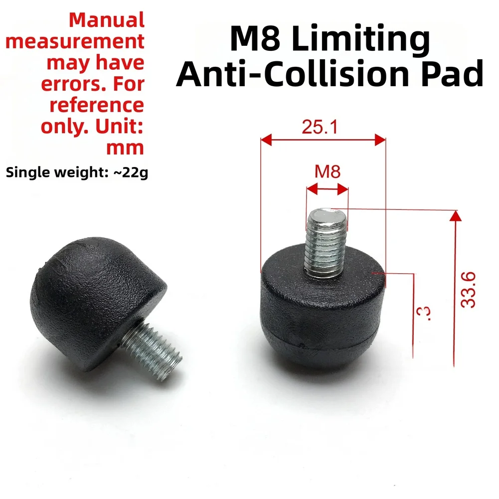 Black Plastic Adjustable Feet Pads with M8 Internal Thread for Home Gym Furniture Tables Chairs and Rowing Machines