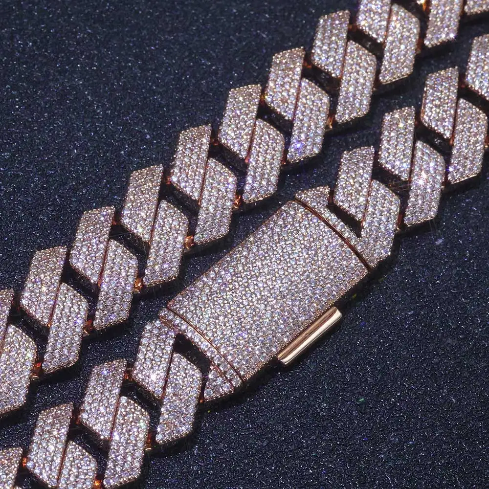 Hip Hop Style 15mm Thick Cuban Chain Rose Gold Copper Zircon Iced Miami Fashion Cuban Bracelet For Men And Women