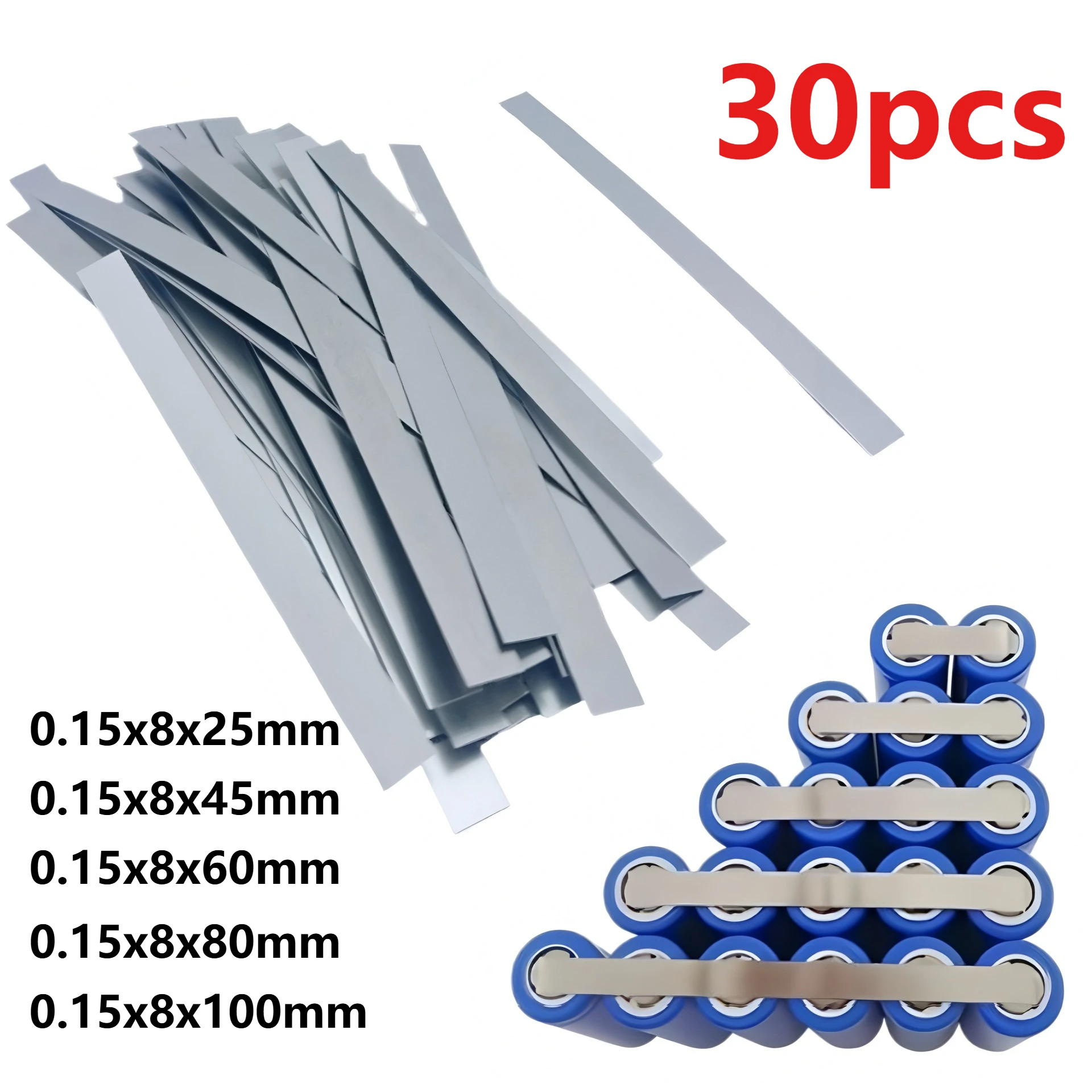 30pcs Nickel Plated Steel Strip Nickel Plate Strap Strip Sheets For 18650 Battery Spot Welding Machine Welder Spot Welder