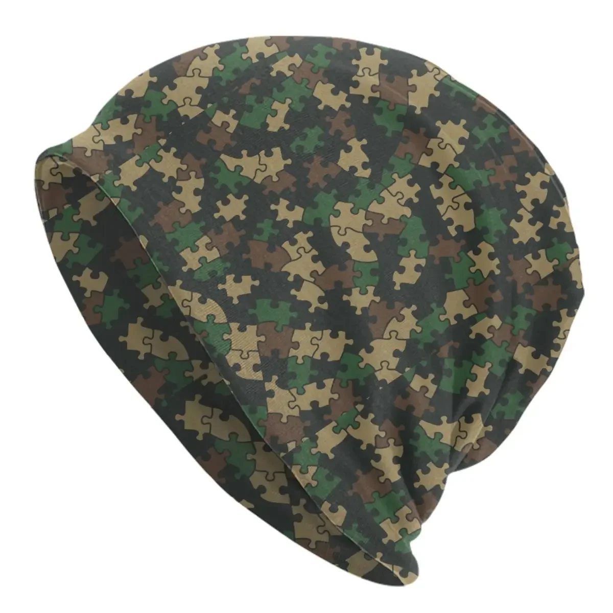 Jigsaw Puzzle Lover Pieces Camo Pattern Puzzler Woodland Bonnet Hats Knitted Hat Warm Winter Camoflage Skullies Beanies Caps