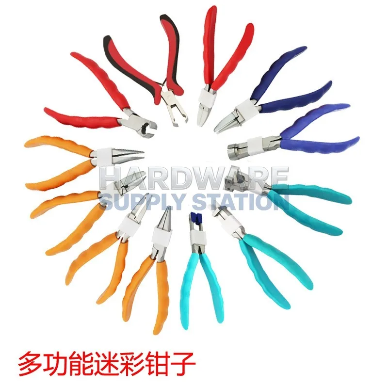 

Mini Multi-Specification Jewelry Pliers Flat & Bent Nose with Plastic Head Tool for DIY Jewelry Handcraft & Hardware Projects