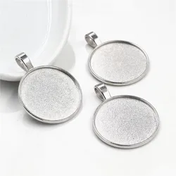 New Fashion 10pcs 25mm Inner Size Rhodium Colors Classic Simple Style Cabochon Base Setting Charms Pendant (A4-39)