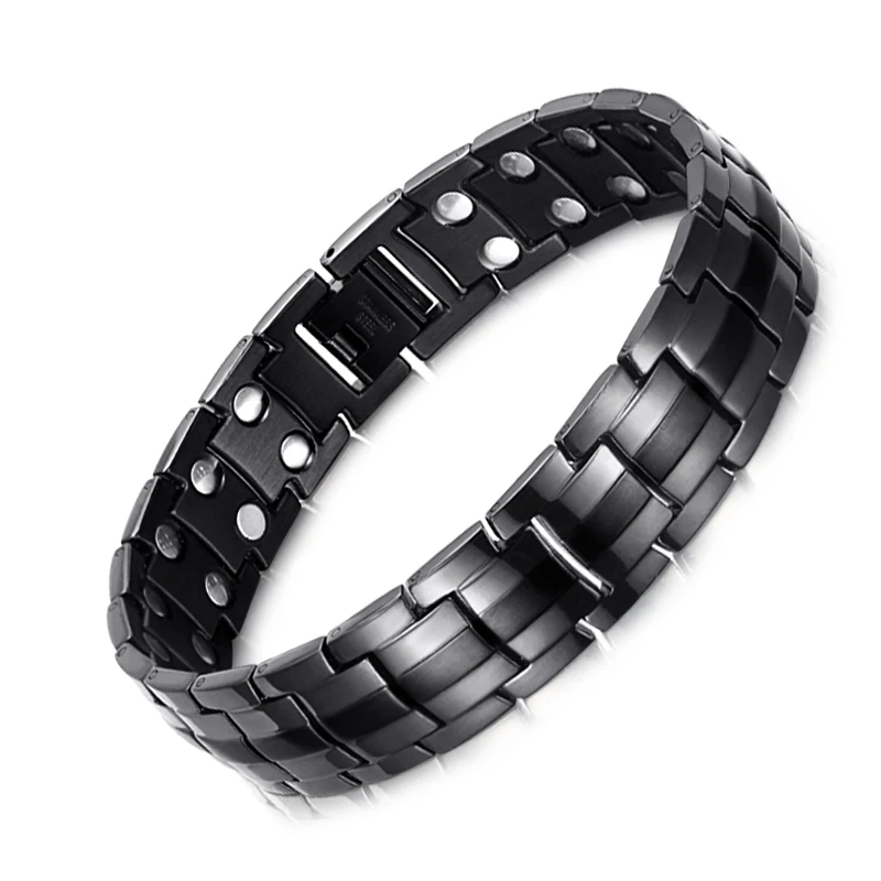 WelMag Magnetic Bracelets Stainless Steel Bio Energy Bracelet For Men Blood Pressure Fashion Double Magnet Jewelry Wristband