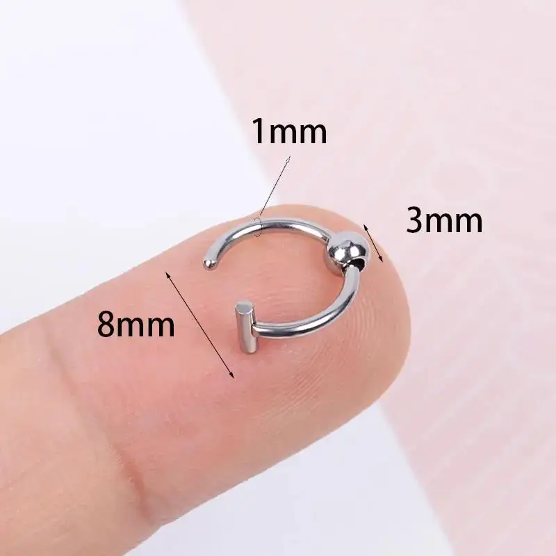 2Pcs Women Lip Ring Fake Piercing Stainless Steel Nose Rings Septum Piercing Clip on Mouth Non Piercing Punk Cuff Hoop Earring