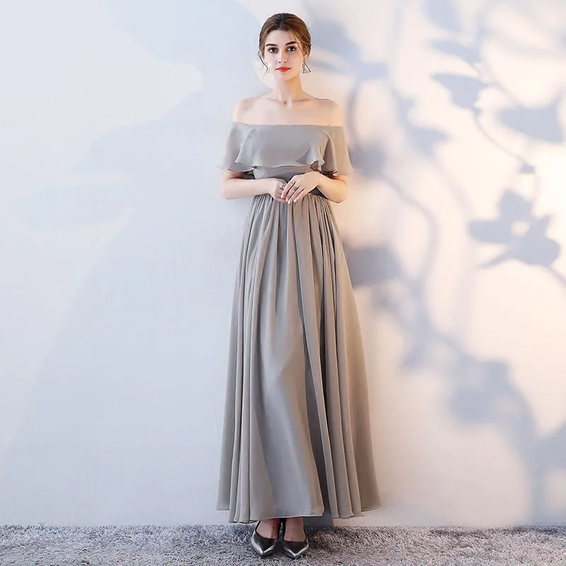 Sexy Off Shoulder Bridesmaid Dresses Elegant Pleated Wedding Sisters Group Dresses Temperament Slim Long Graduate Prom Gown