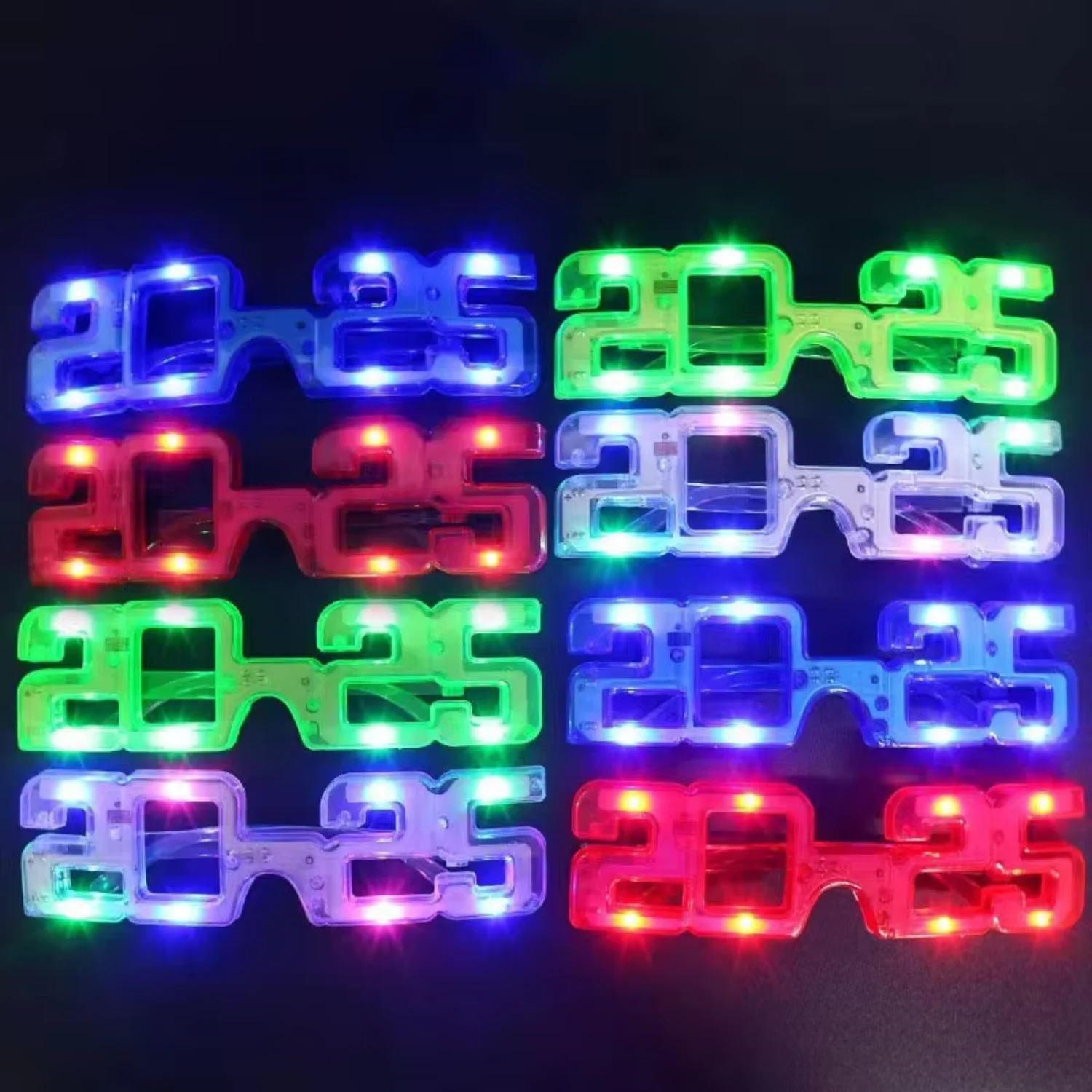 2025 Digit Glasses LED Night Light Glasses Children's Adult Christmas and New Year Happy Light Party Glasses