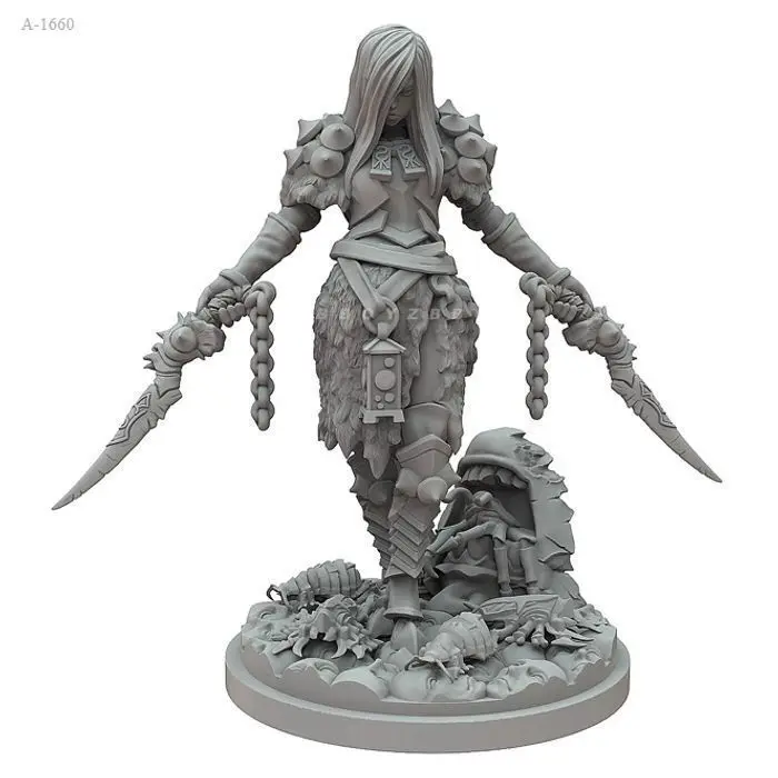 38mm Female Demon Hunter Soldier Model 3D Printed Resin Sculpture Mini Figurine DIY Coloring Self-assembly Models