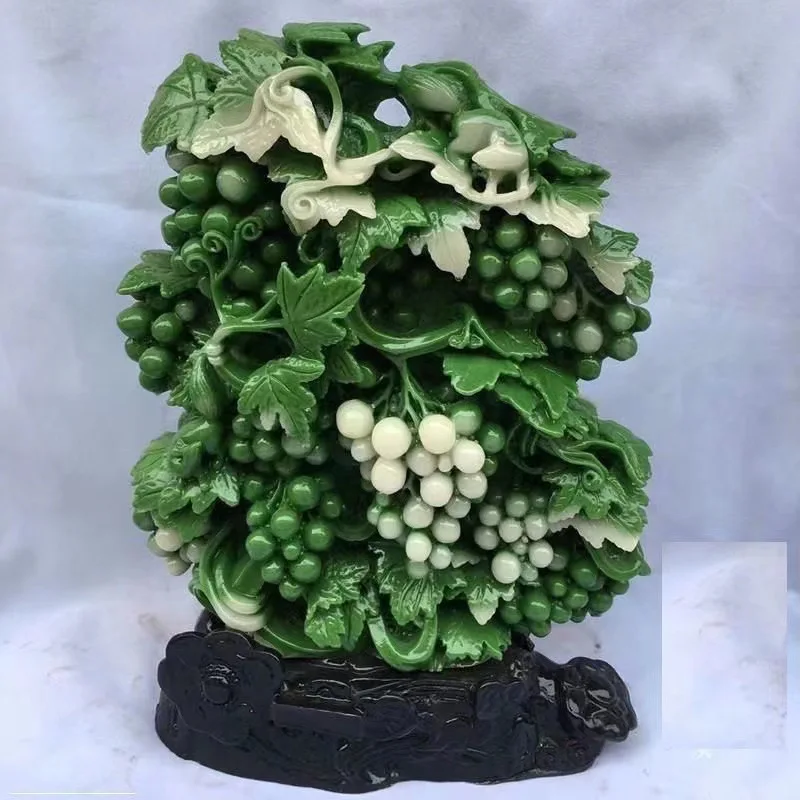 Jade Duozi Duofu ornament, jadeite hibiscus stone handicraft, rare stone rough stone carving, home office housewarming gift