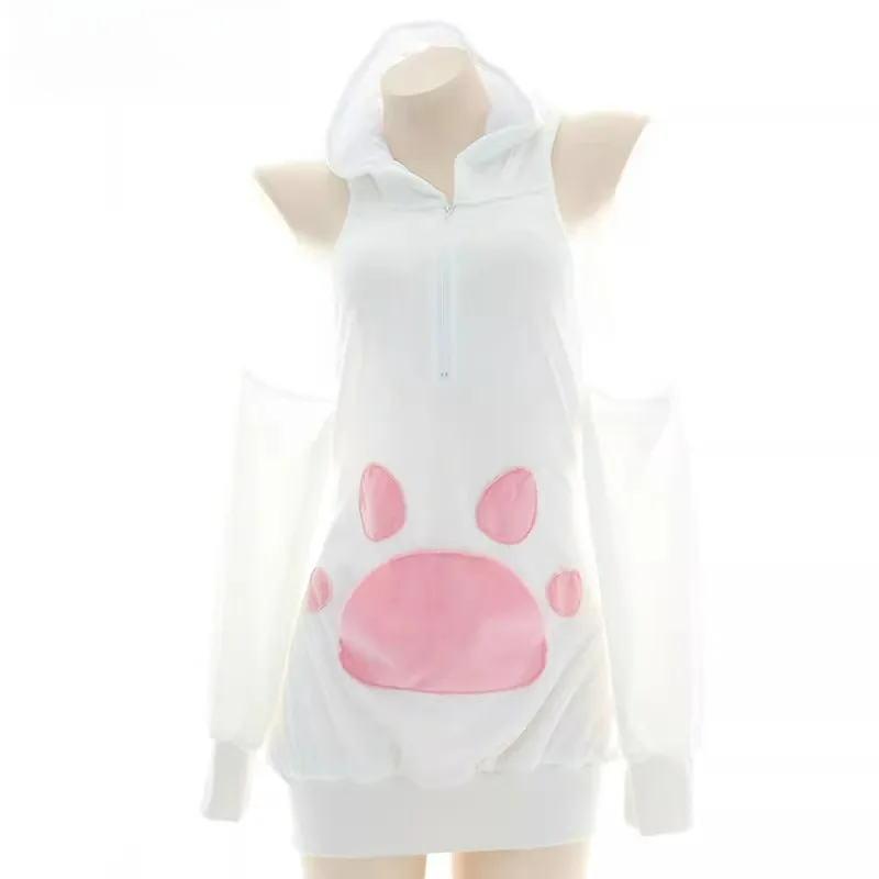 

Anime Kawaii Rabbit Costume Cosplay Women Japanese Cute Bear Cat Pajamas Bodysuit Hooded Backless Dress Uniform Homewear