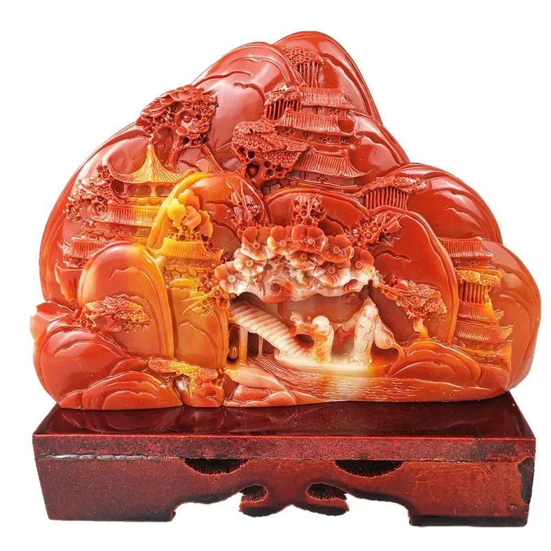 

Chinese ShouShan Stone Hand-Carved Scenery people Statue