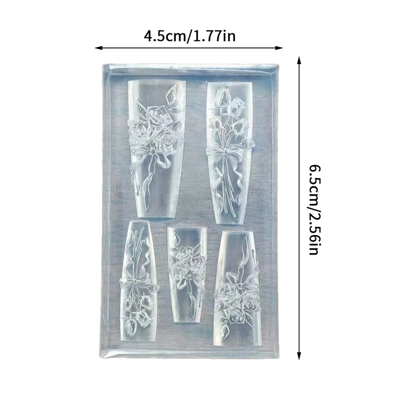 แม่พิมพ์ซิลิโคนลายดอกกุหลาบ 1 ชิ้น สำหรับตกแต่งเล็บ 3 มิติ อุปกรณ์ทำเล็บสำหรับร้านทำเล็บ เครื่องมือทำเล็บ