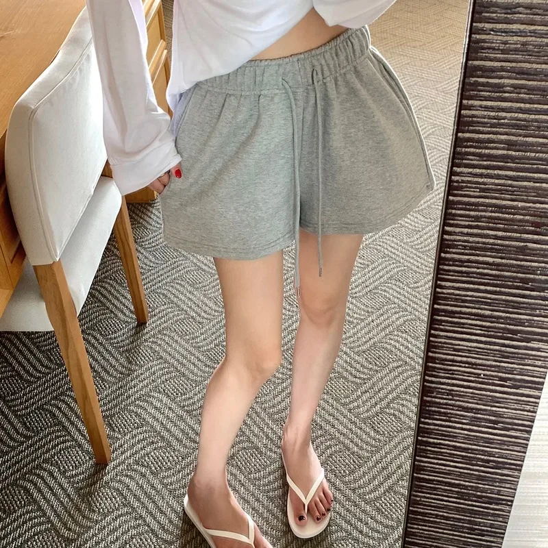 

Simple Pure Color Elastic Waist Drawstring Shorts Versatile Comfortable Korean Style Women's Fashion Spring Autumn Winter
