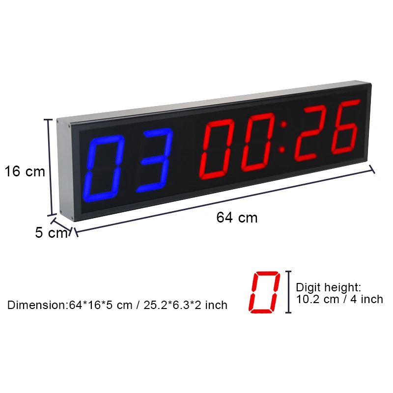 Custom Digital Large Gym Crossfit Clock LED Workout Training Timer with Tabata Stopwatch Multifunctional