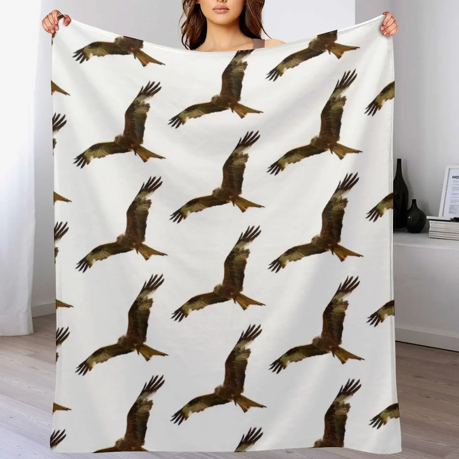 Red Kite in Search of Prey Throw Blanket Luxurious Soft Blanket Holiday Gift for Family