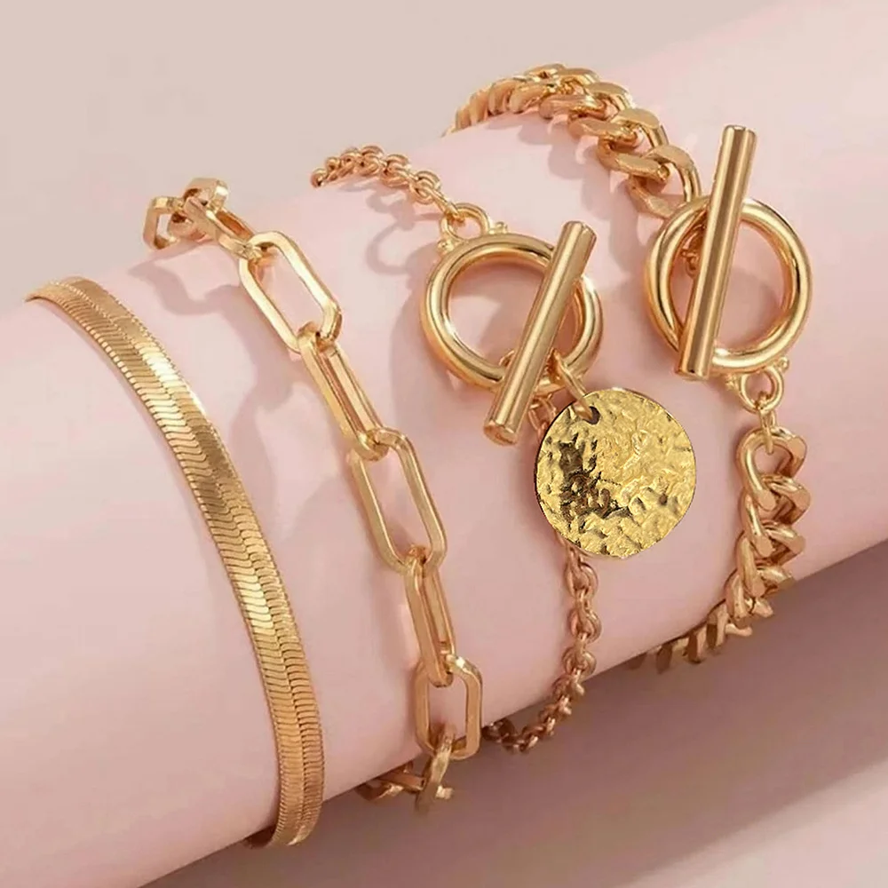 Boho style round printed bangle and bracelet set, waterproof and colorfast, women's jewelry, wedding party favors