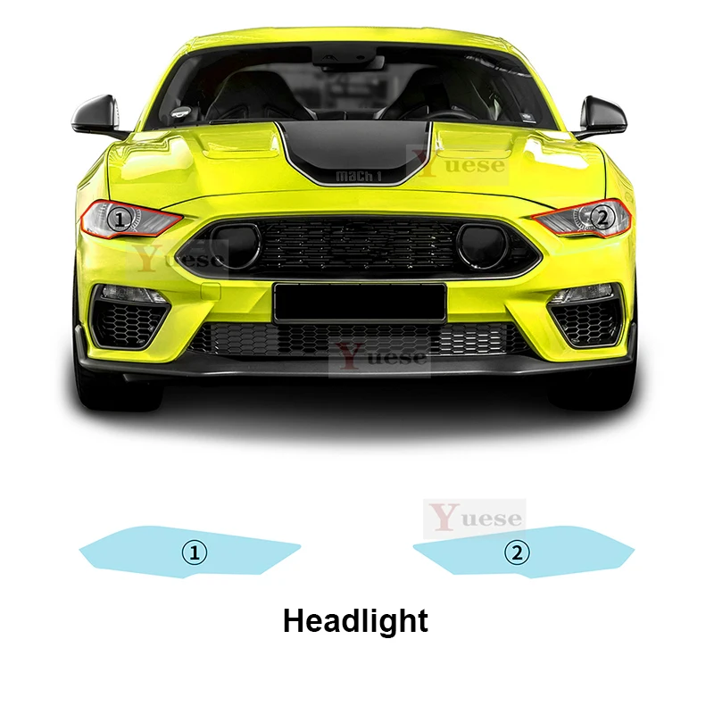 Car Protection Film For Ford Mustang Mach1 2022-2023 Headlight Mirror Film TPU Clear Anti Scratch Sticker