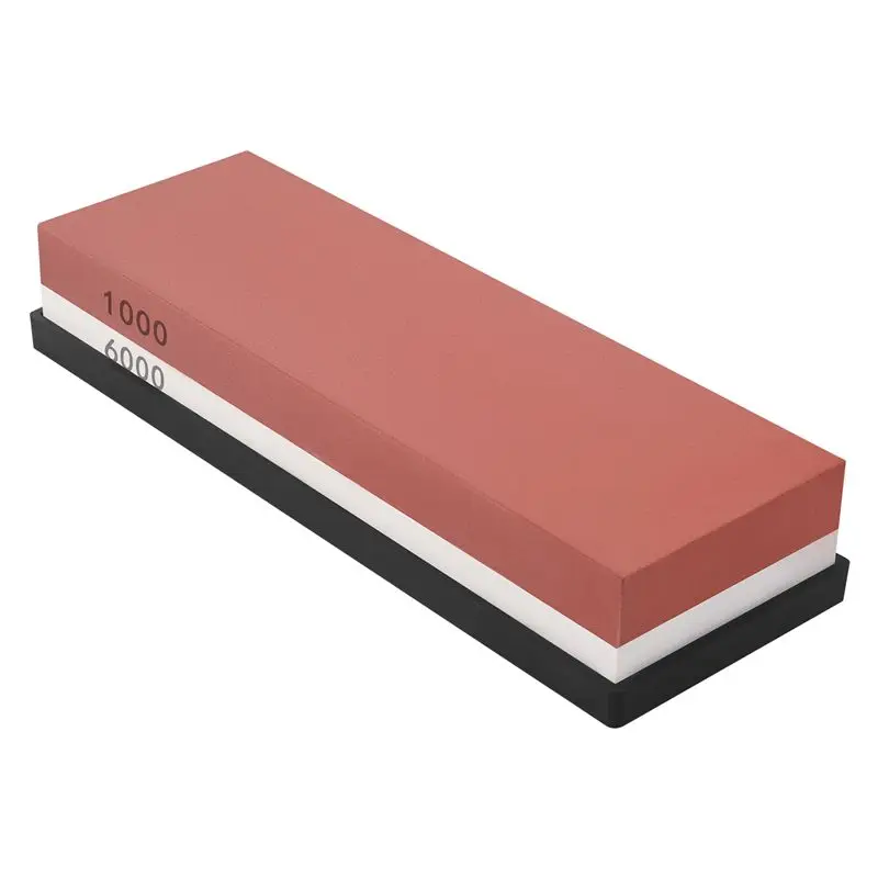 B84B-Sharpening Stone,Whetstone Grit 1000/6000,2 In 1 Pair-Sided Knife Sharpener With Non-Slip Silicone Base & Angle Guide