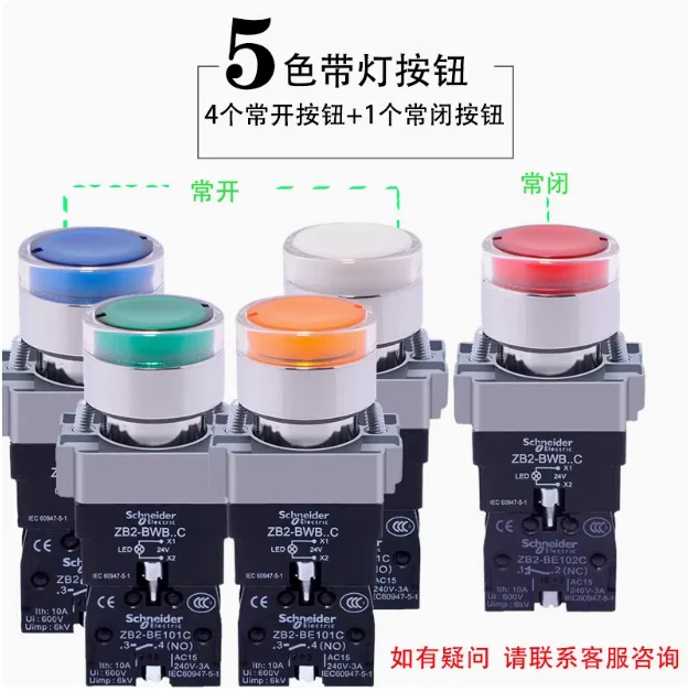 Original XB2BW Self-Resetting Button Switch with Light 24V 220V