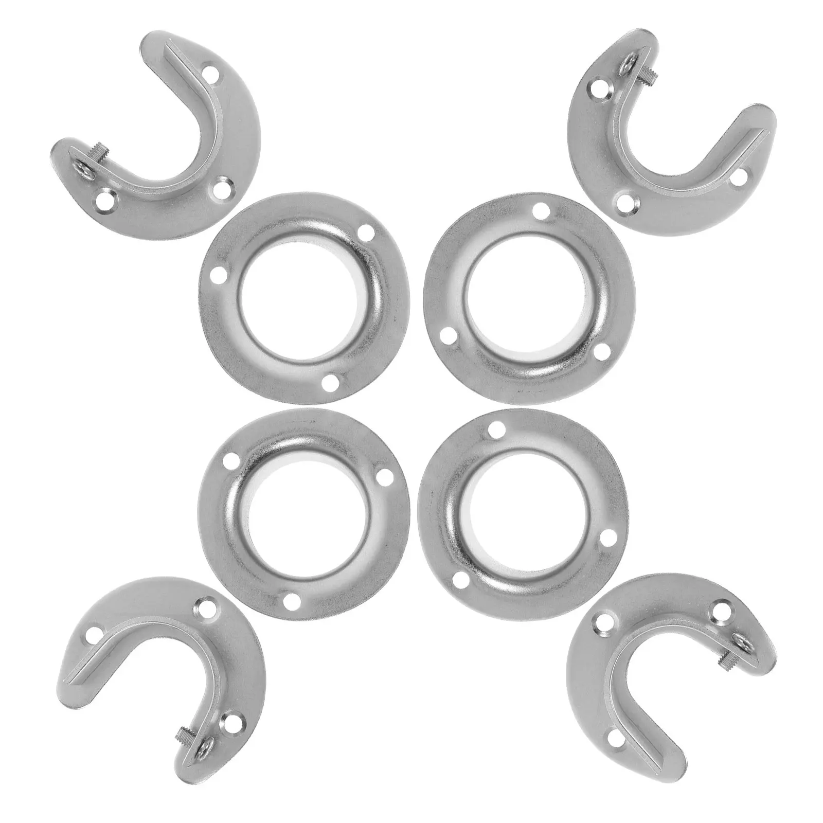 4 Sets Wardrobe Closet Rod Holder Pole Support Bracket Sockets Flange Brackets Curtain