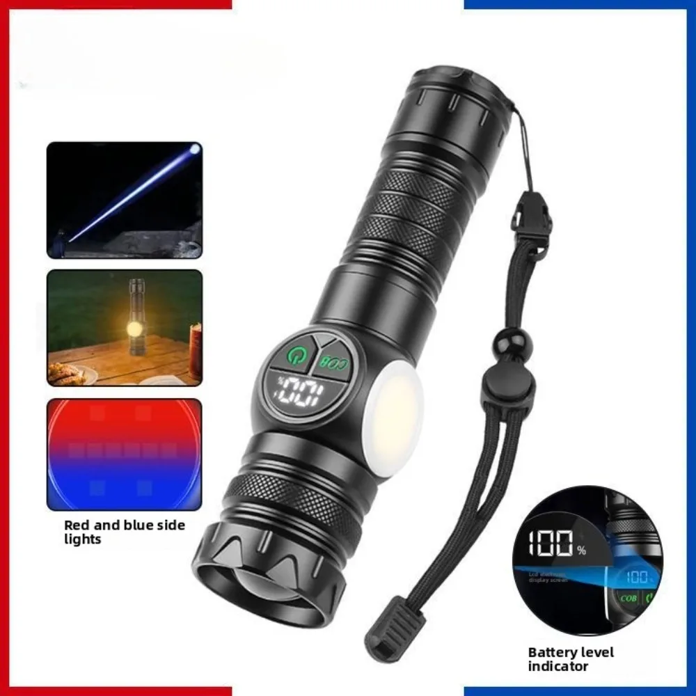 مصباح يدوي بلاستيكي جديد، ضوء قوي، شحن محمول لمسافات طويلة، ضوء جانبي مغناطيسي، مصباح يدوي فائق السطوع