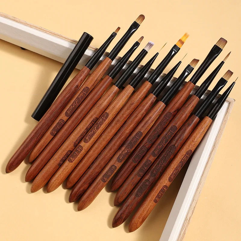 1/12개 네일 아트 브러쉬 12개 네일 라이너 브러쉬 네일 페인팅 펜 아크릴 UV 젤 브러쉬 크리스탈 옴브레 매니큐어 도구 네일 브러쉬