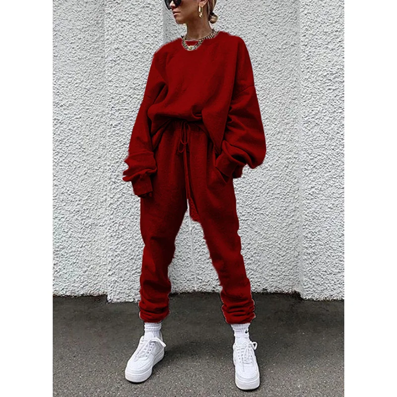 Herbst-Langarmhose für Damen Locker Lässig Einfarbig Bequeme Passform Neuer Stil Anzug – Detail 7
