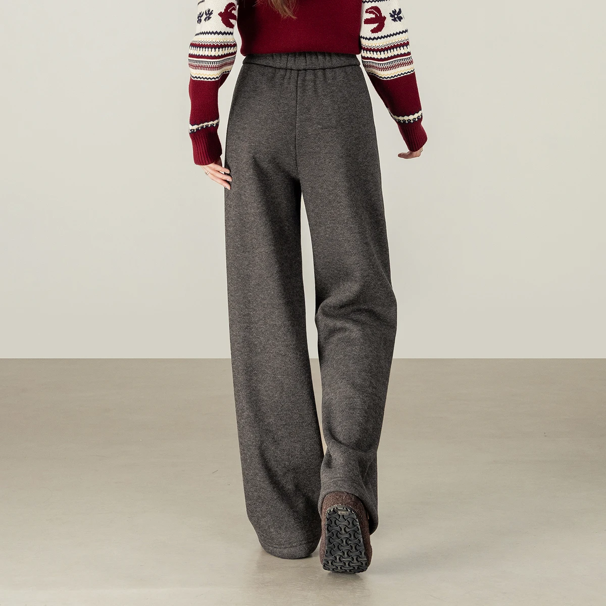 SENTUBILA Fleece Lined Pants for Women 2026 Winter Acetate Elastic Waist Wide Leg Pant Casual Versatile Trousers 154KD3652