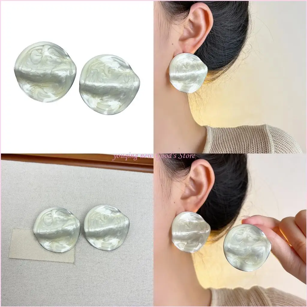 57QA Irregular Shaped Watercolor Effect Statement Earrings With Allergy Safe Metal Elegant Ear Pendant For Daily Wear