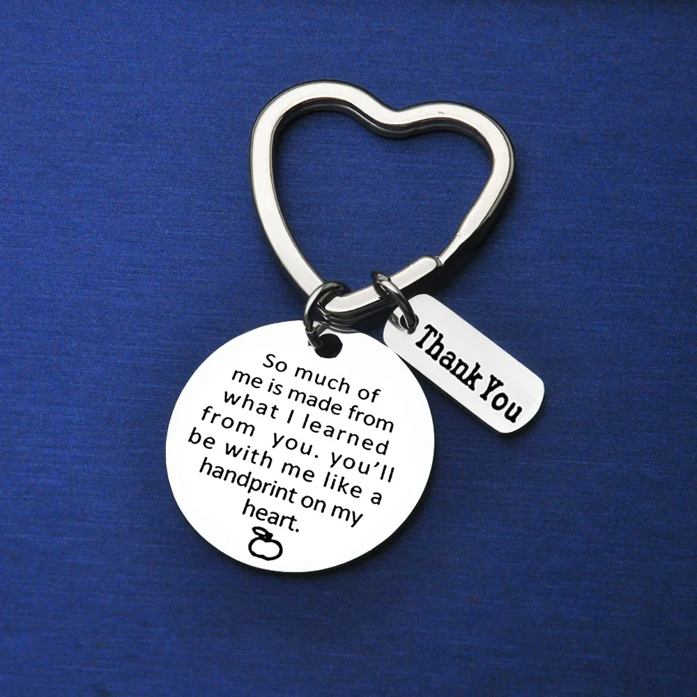 Hot Thank You Teacher Keychain Pendant  Teacher Gift Key Chain Keyring So Much of Me Is Made of What I Learned From You