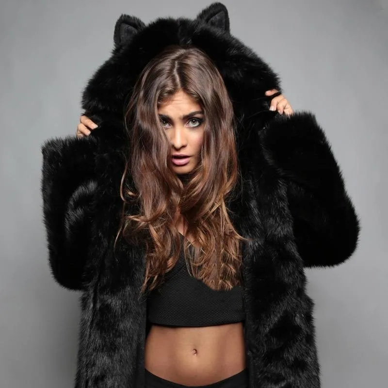 

Женское зимнее верхнее пальто, жилет с капюшоном из искусственного меха, однотонный, винтажный, простой, удобный, для отдыха, ниша, универсальный, обтягивающий