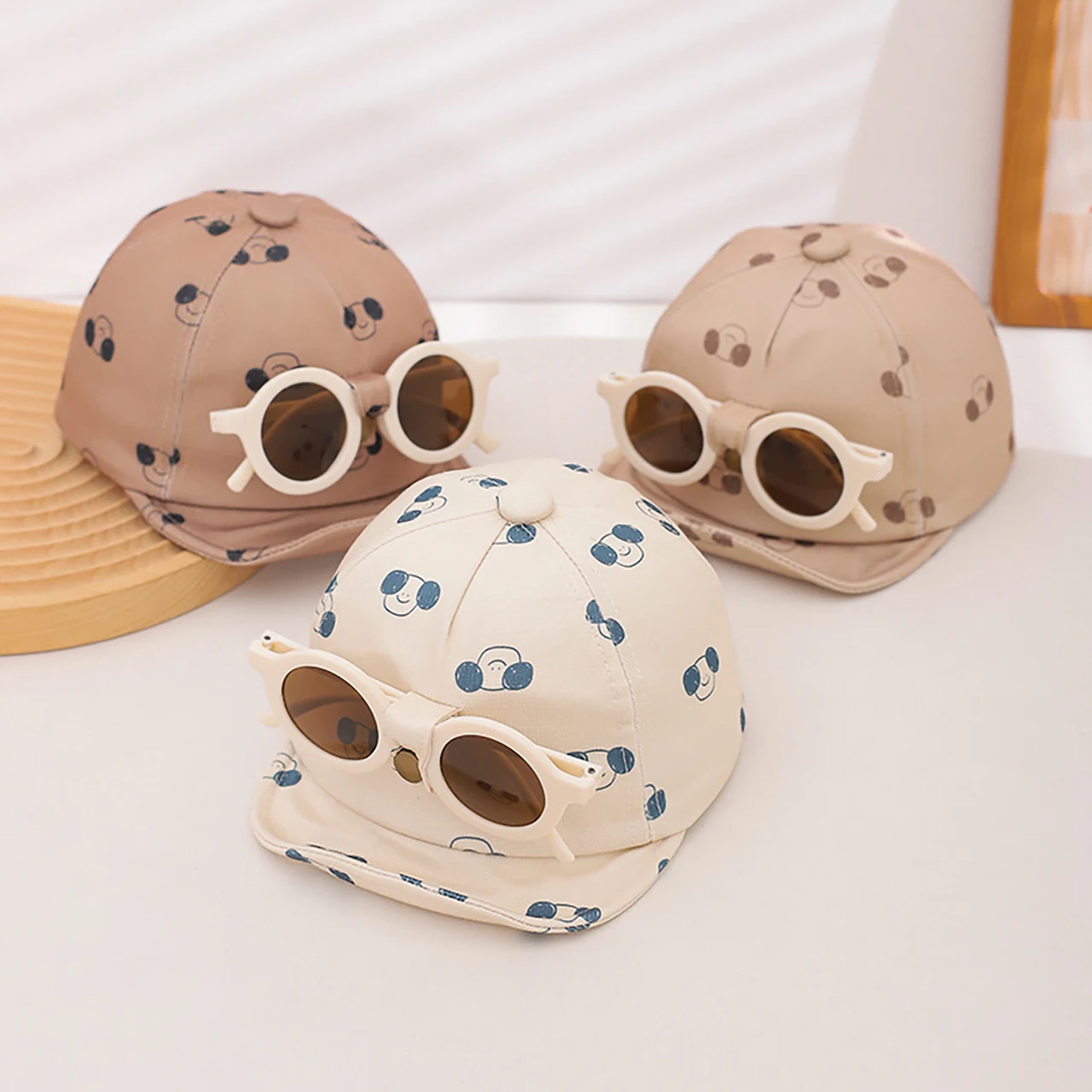 

Cute Cartoon Baby Duck Tongue Hat With Detachable Sunglasses 8-36Month Boys Girls Sun Protection Glasses Kids Baseball Cap Visor