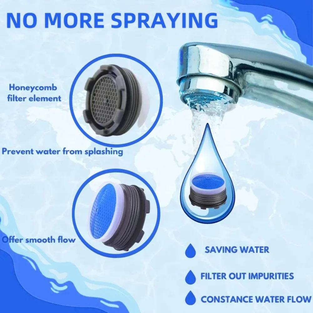 Kitchen Faucet Aerator M24 M21 M18 M16 Female Thread Water Saving Bathroom Taps Plastic Bubbler with Wrench Kitchen Accessories