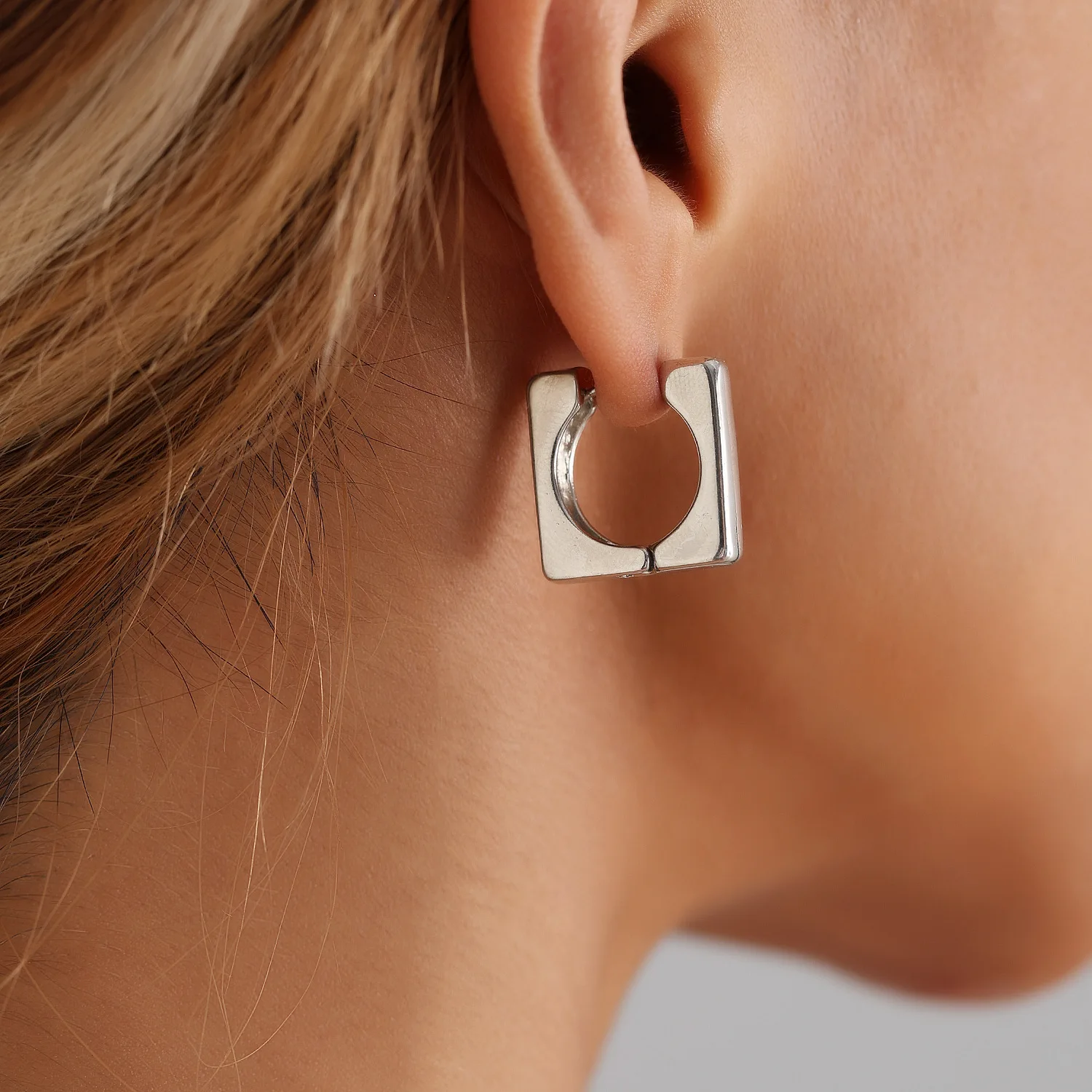 Instagram trend earrings Simple style alloy square earrings Hipster cutout earrings