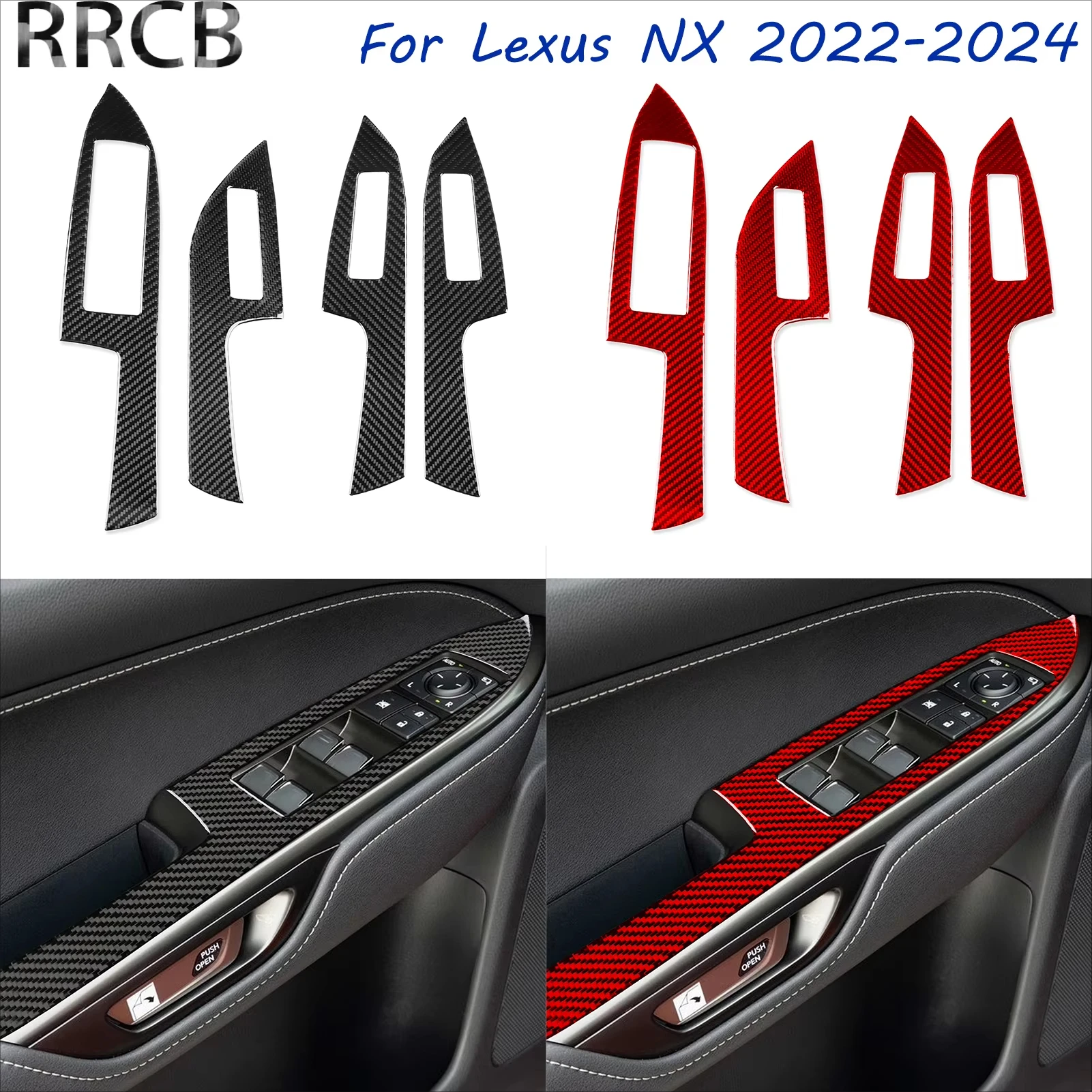 

For Lexus NX 250 350H 450H 2022-2024 Carbon Fiber Window Lift Switch Car Interior Accessories Decorative Cover Sticker Auto Trim