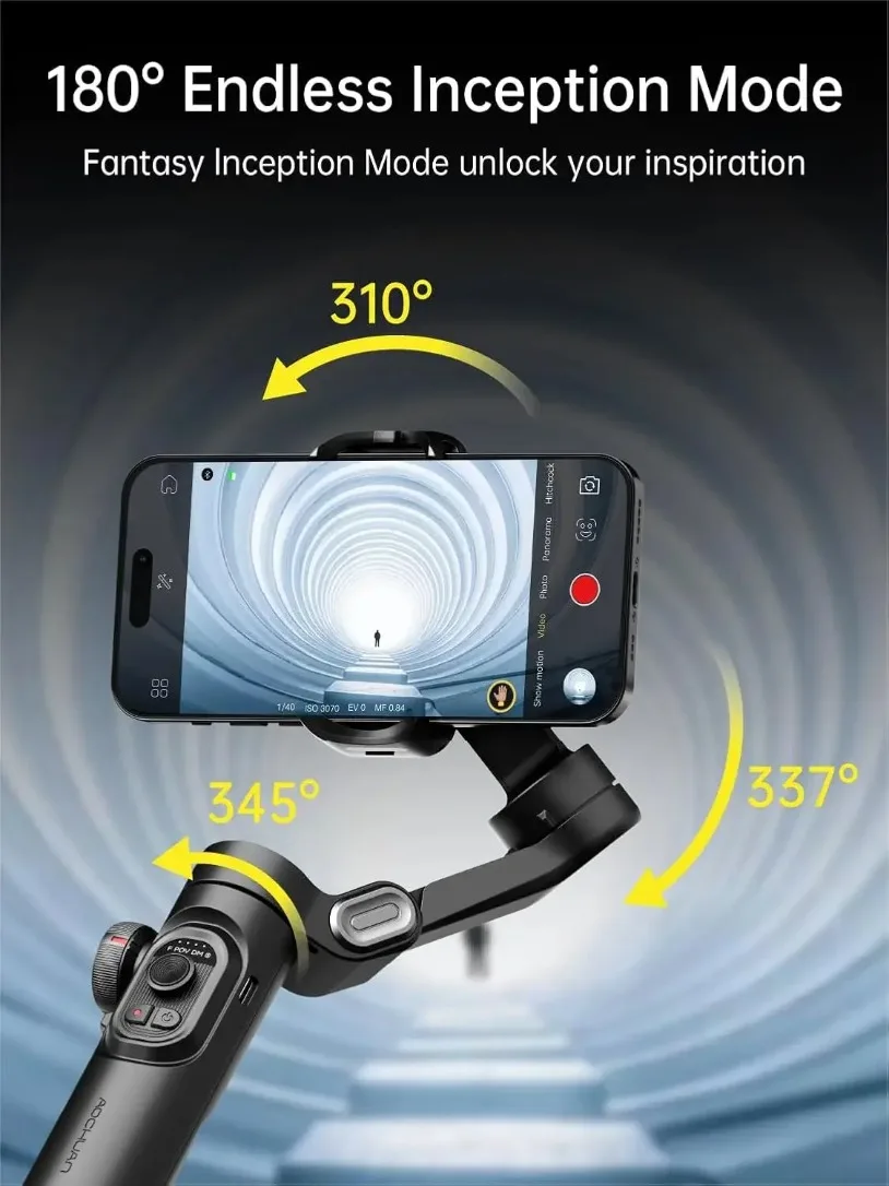 VIKEFON 3-Axis Handheld Gimbal Stabilizer for Smartphone with Fill Light for iPhone Android Face Tracking Vlog Smart XE