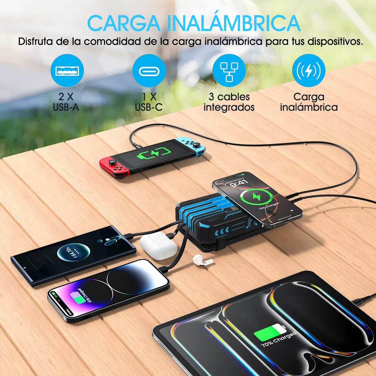Solar Power Bank Schnelle 36800 mAh Drahtlose Ladegerät Powerbank für iPhone 17 Samsung S24 Huawei Xiaomi PD 18 W Schnelle lade Powerbank – Detail 3
